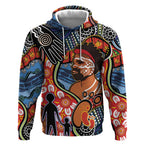 Dad and Son Footprint Father's Day Personalised Hoodie Australian Aboriginal Art