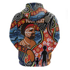 Dad and Son Footprint Father's Day Personalised Hoodie Australian Aboriginal Art