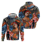 Dad and Son Footprint Father's Day Personalised Hoodie Australian Aboriginal Art