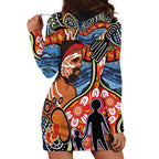Dad and Son Footprint Father's Day Personalised Hoodie Dress Australian Aboriginal Art