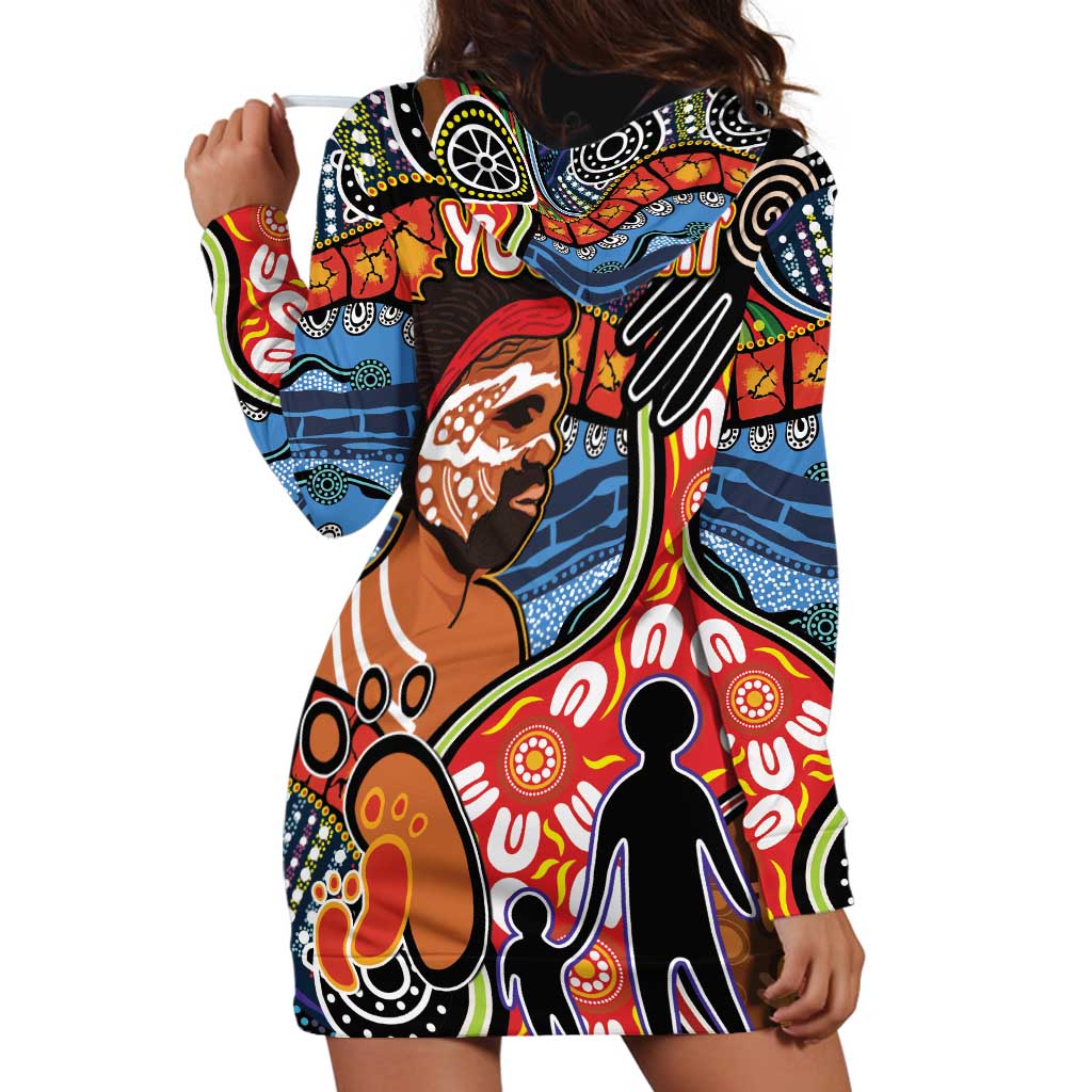 Dad and Son Footprint Father's Day Personalised Hoodie Dress Australian Aboriginal Art