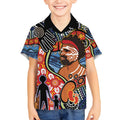 Dad and Son Footprint Father's Day Personalised Kid Hawaiian Shirt Australian Aboriginal Art