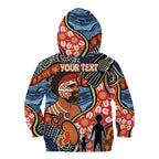 Dad and Son Footprint Father's Day Personalised Kid Hoodie Australian Aboriginal Art LT9