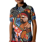 Dad and Son Footprint Father's Day Personalised Kid Polo Shirt Australian Aboriginal Art