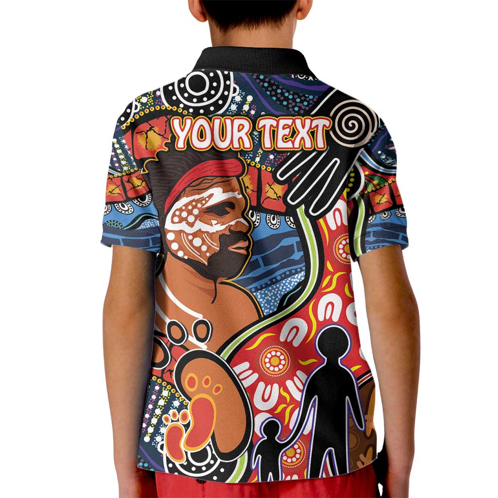 Dad and Son Footprint Father's Day Personalised Kid Polo Shirt Australian Aboriginal Art