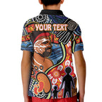 Dad and Son Footprint Father's Day Personalised Kid Polo Shirt Australian Aboriginal Art
