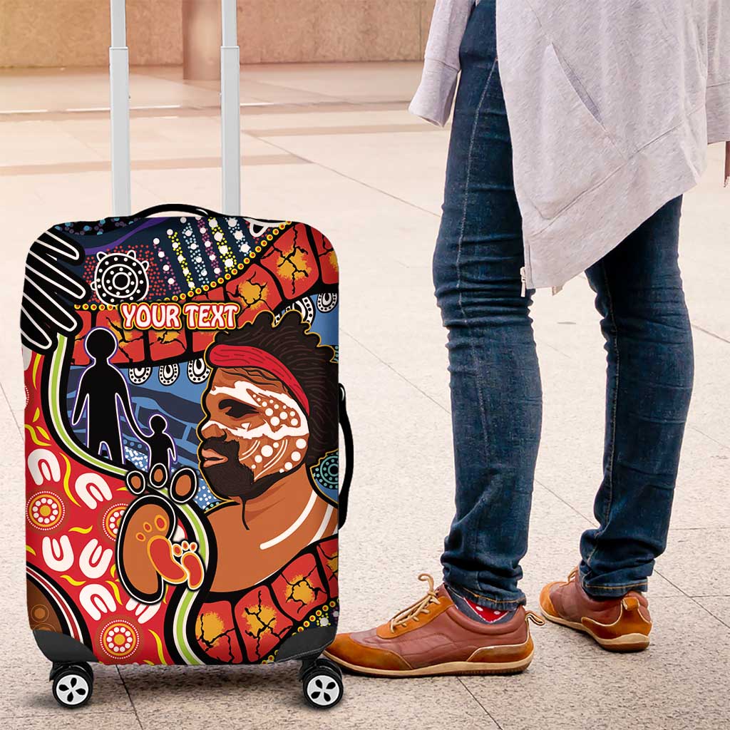 Dad and Son Footprint Father's Day Personalised Luggage Cover Australian Aboriginal Art