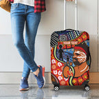 Dad and Son Footprint Father's Day Personalised Luggage Cover Australian Aboriginal Art