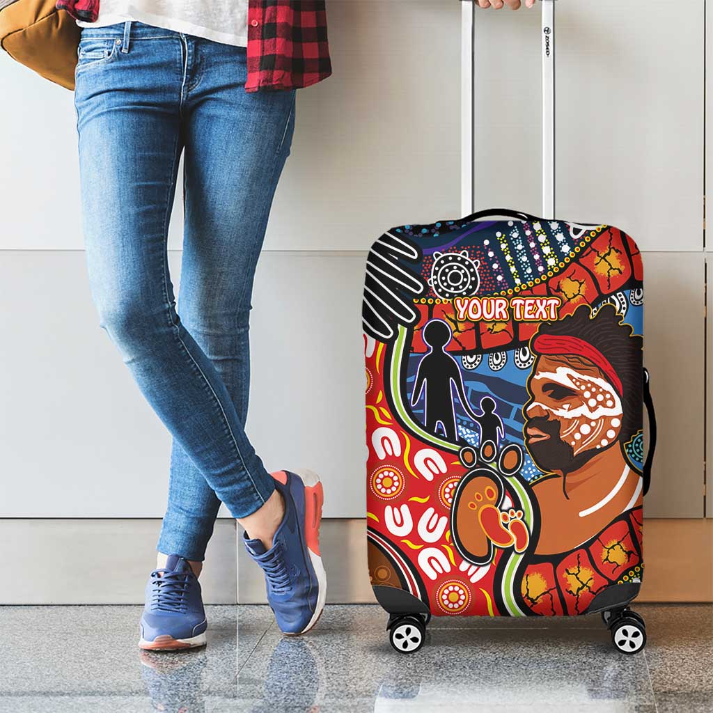Dad and Son Footprint Father's Day Personalised Luggage Cover Australian Aboriginal Art