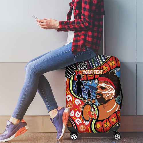 Dad and Son Footprint Father's Day Personalised Luggage Cover Australian Aboriginal Art