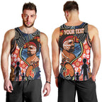 Dad and Son Footprint Father's Day Personalised Men Tank Top Australian Aboriginal Art