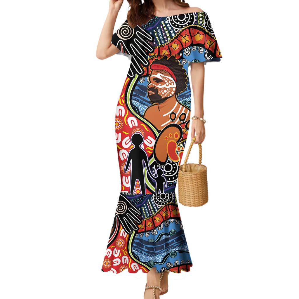 Dad and Son Footprint Father's Day Personalised Mermaid Dress Australian Aboriginal Art