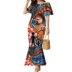Dad and Son Footprint Father's Day Personalised Mermaid Dress Australian Aboriginal Art