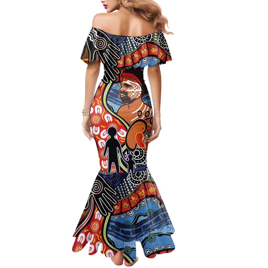 Dad and Son Footprint Father's Day Personalised Mermaid Dress Australian Aboriginal Art