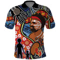Dad and Son Footprint Father's Day Personalised Polo Shirt Australian Aboriginal Art