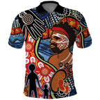 Dad and Son Footprint Father's Day Personalised Polo Shirt Australian Aboriginal Art