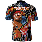 Dad and Son Footprint Father's Day Personalised Polo Shirt Australian Aboriginal Art