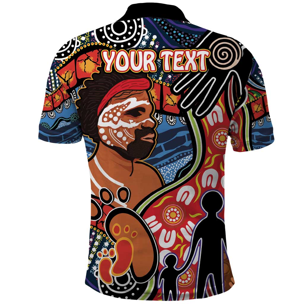 Dad and Son Footprint Father's Day Personalised Polo Shirt Australian Aboriginal Art