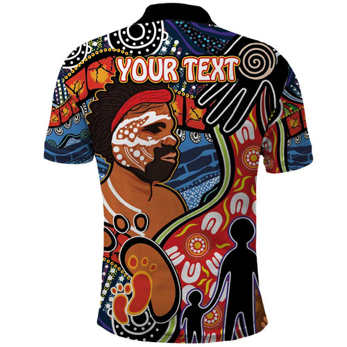 Dad and Son Footprint Father's Day Personalised Polo Shirt Australian Aboriginal Art