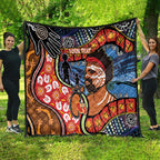 Dad and Son Footprint Father's Day Personalised Quilt Australian Aboriginal Art