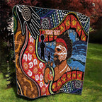 Dad and Son Footprint Father's Day Personalised Quilt Australian Aboriginal Art