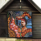 Dad and Son Footprint Father's Day Personalised Quilt Australian Aboriginal Art