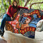 Dad and Son Footprint Father's Day Personalised Quilt Australian Aboriginal Art