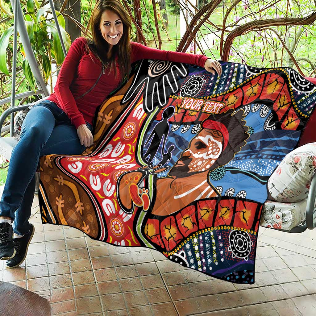 Dad and Son Footprint Father's Day Personalised Quilt Australian Aboriginal Art