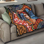 Dad and Son Footprint Father's Day Personalised Quilt Australian Aboriginal Art