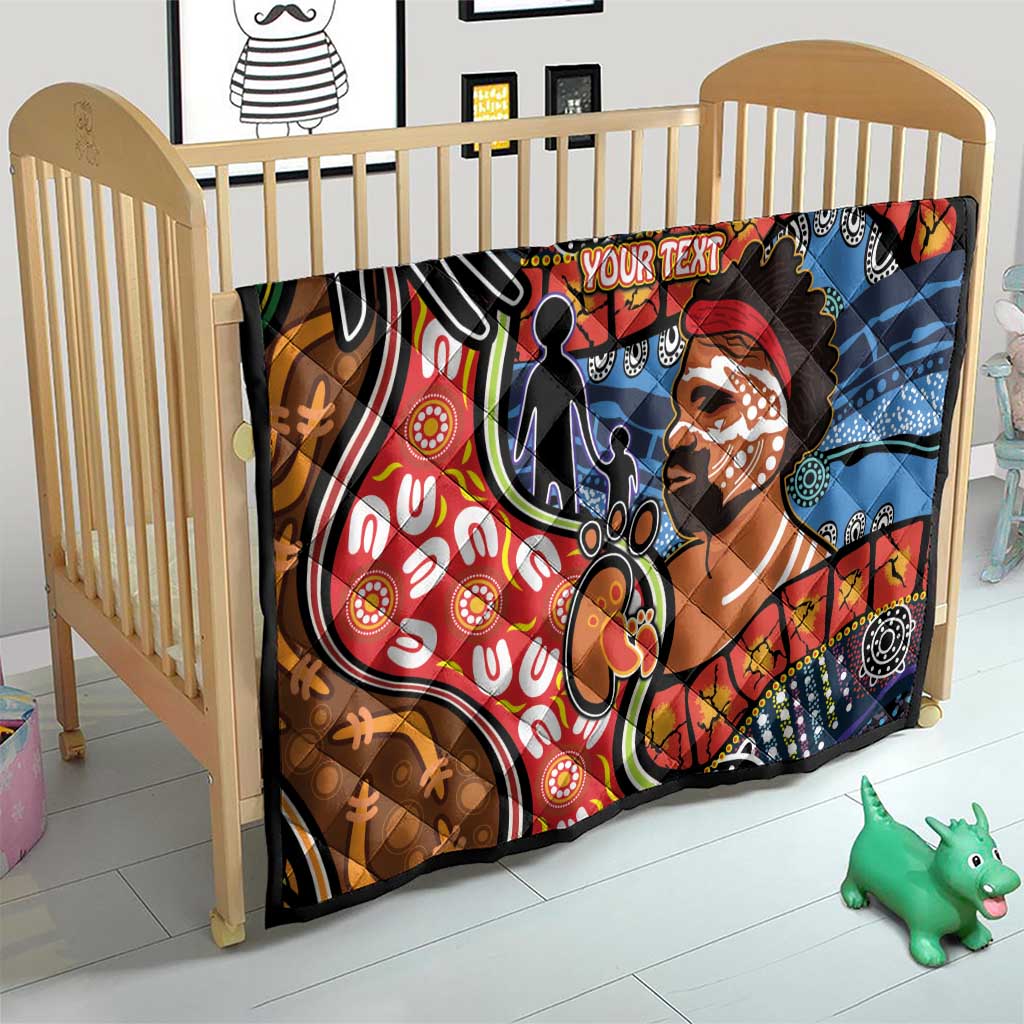 Dad and Son Footprint Father's Day Personalised Quilt Australian Aboriginal Art