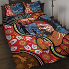 Dad and Son Footprint Father's Day Personalised Quilt Bed Set Australian Aboriginal Art