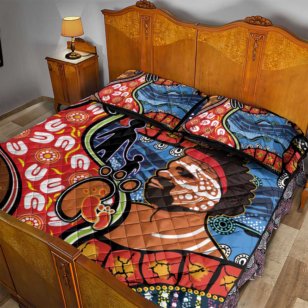 Dad and Son Footprint Father's Day Personalised Quilt Bed Set Australian Aboriginal Art