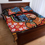 Dad and Son Footprint Father's Day Personalised Quilt Bed Set Australian Aboriginal Art