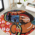 Dad and Son Footprint Father's Day Personalised Round Carpet Australian Aboriginal Art