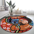 Dad and Son Footprint Father's Day Personalised Round Carpet Australian Aboriginal Art