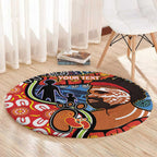 Dad and Son Footprint Father's Day Personalised Round Carpet Australian Aboriginal Art
