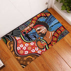 Dad and Son Footprint Father's Day Personalised Rubber Doormat Australian Aboriginal Art