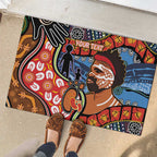 Dad and Son Footprint Father's Day Personalised Rubber Doormat Australian Aboriginal Art