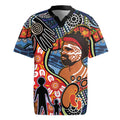 Dad and Son Footprint Father's Day Personalised Rugby Jersey Australian Aboriginal Art