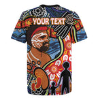 Dad and Son Footprint Father's Day Personalised Rugby Jersey Australian Aboriginal Art