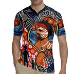 Dad and Son Footprint Father's Day Personalised Rugby Jersey Australian Aboriginal Art