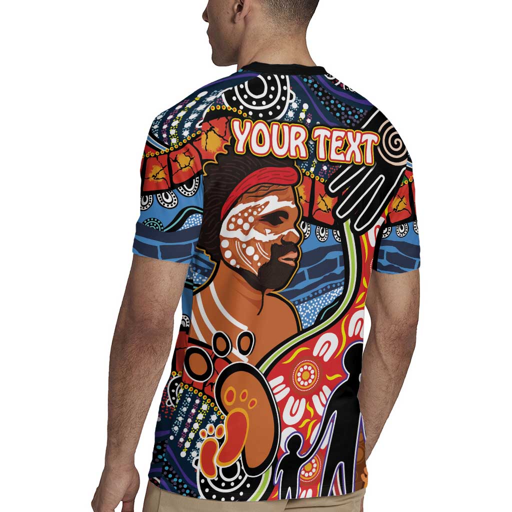 Dad and Son Footprint Father's Day Personalised Rugby Jersey Australian Aboriginal Art
