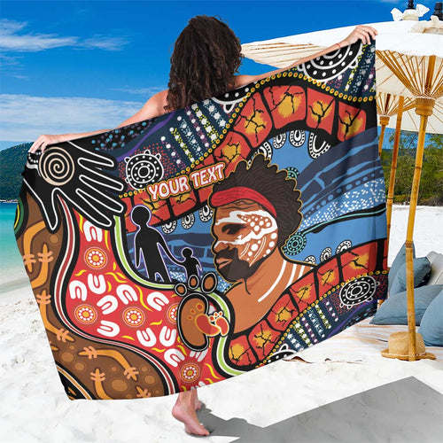 Dad and Son Footprint Father's Day Personalised Sarong Australian Aboriginal Art