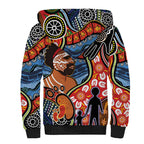 Dad and Son Footprint Father's Day Personalised Sherpa Hoodie Australian Aboriginal Art