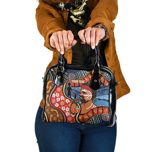 Dad and Son Footprint Father's Day Personalised Shoulder Handbag Australian Aboriginal Art
