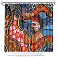 Dad and Son Footprint Father's Day Personalised Shower Curtain Australian Aboriginal Art