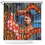 Dad and Son Footprint Father's Day Personalised Shower Curtain Australian Aboriginal Art