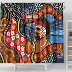 Dad and Son Footprint Father's Day Personalised Shower Curtain Australian Aboriginal Art