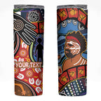 Dad and Son Footprint Father's Day Personalised Skinny Tumbler Australian Aboriginal Art