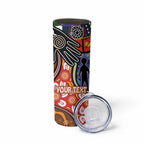 Dad and Son Footprint Father's Day Personalised Skinny Tumbler Australian Aboriginal Art